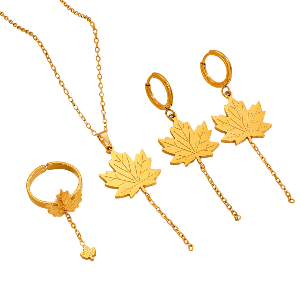 Wholesale Tassel Maple Leaf Stainless Steel Pendant